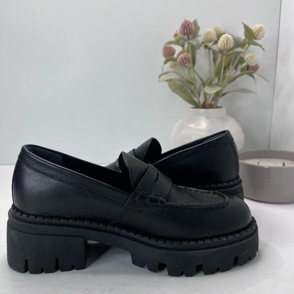 Free People Lyra Lug Sole Loafers Leather Black Women 5/EU 36 Tried On - Picture 7 of 11